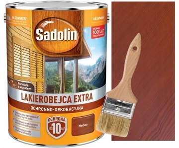 SADOLIN EXTRA LAKIEROBEJCA 5L MERBAU + PĘDZEL 50MM