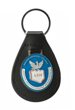 Brelok do kluczy z logo ABW, metalowy na skórce