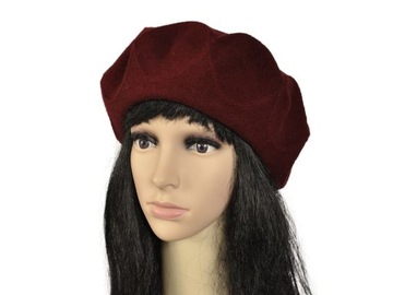 Beret damski KORONA przeszywany wełna r. uniwersalny