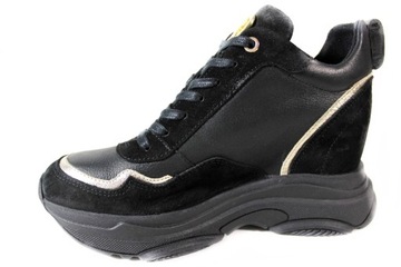 Sneakersy Carinii B9061 R.38 Skóra Czarne Lico