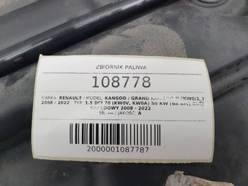 NÁDRŽ PALIVA KANGOO II RENAULT 1.5 DCI DIESEL