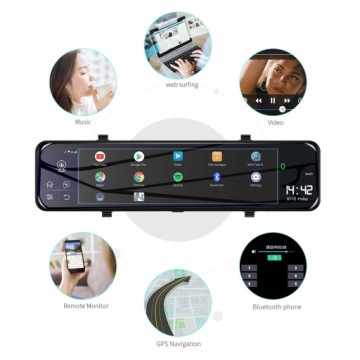 Регистратор 12 '' 4G Wi -Fi Android ADAS Задняя камера