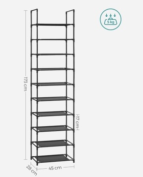 REGAŁ PÓŁKA ORGANIZER STOJAK SZAFKA NA BUTY SONGMICS SZARY!