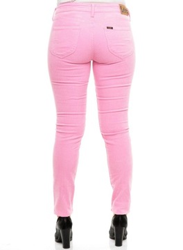 LEE spodnie SZTRUKS pink skinny SCARLETT W28 L33