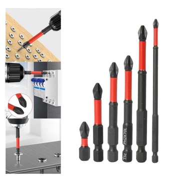 Набор из 6 ударных бит Phillips для отверток Phillips для автомобильных дрелей