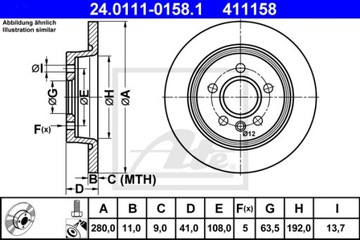 ДИСКИ + КОЛОДКИ ATE ЗАДНИЕ VOLVO S40 II V50 C30 280MM
