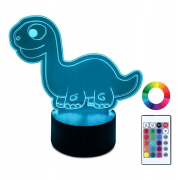 XL Lampka Nocna LED 3D Dinozaur Dino 16 kolorów + Pilot