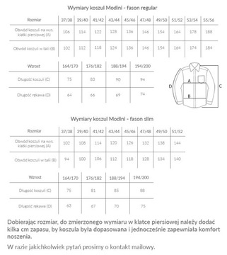 BIAŁA KOSZULA MODINI NA SPINKI Y50 176-182 41-SLIM