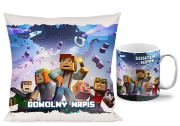 ZESTAW KUBEK + PODUSZKA MineCraft + IMIĘ 40 W24