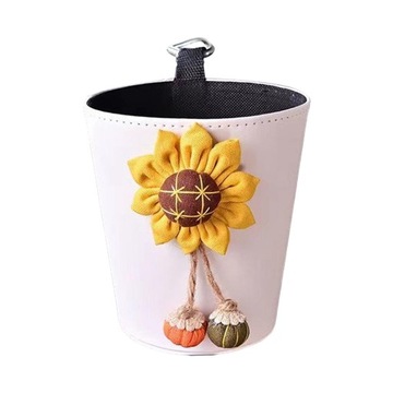 Car Trash Can with Fixing Hook Orange Flower