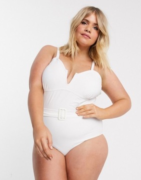 Vero Moda Curve Biały strój kąpielowy 4XL