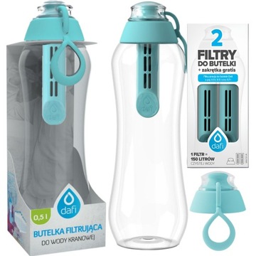 Butelka Dafi bidon 0,5l zestaw 3 filtry turkusowa