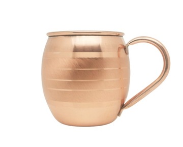 Kubek miedziany do wody miedziane 450ml pasy nr7