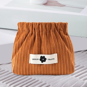 Вельветовый эластичный органайзер для волос без кармана на молнии, косметичка для монет, коричневый