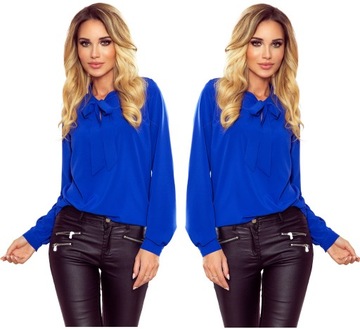 NIEBIESKA ELEGANCKA BLUZKA Z WIĄZANIEM M