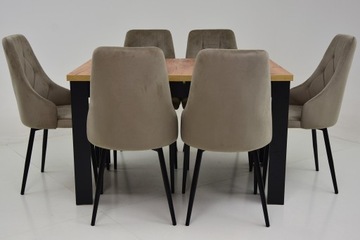 Комплект из 6 ковшеобразных стульев BEIGE и стола 80x120/160 ДУБ CRAFT