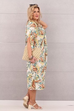 СВОБОДНОЕ ДЛИННОЕ ЛЕТНЕЕ ПЛАТЬЕ, БОЛЬШИЕ РАЗМЕРЫ, OVERSIZE, ПЛЯЖ, С УЗОРОМ, ЛИСТЬЯ