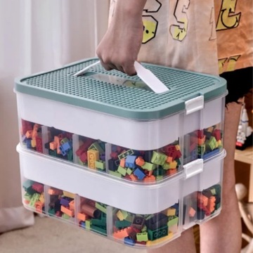 ЯЩИК ДЛЯ КИРПИЧЕЙ ПЛАСТИКОВЫЙ КОНТЕЙНЕР ДЛЯ LEGO С ОТДЕЛЕНИЯМИ 2 УРОВНЯ