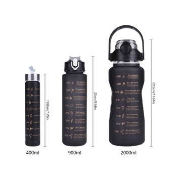 TRAVEL БУТЫЛКА СПОРТИВНАЯ БУТЫЛКА ДЛЯ ВОДЫ С МОТИВАЦИОННЫМ МЕРНЫМ НАБОРОМ ИЗ 3 ШТ.