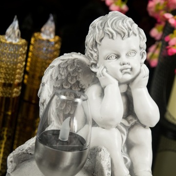 СЕРАЯ ГИПСОВАЯ ФИГУРКА Гробница СОЛНЕЧНАЯ СВЕТОДИОДНАЯ ЛАМПА