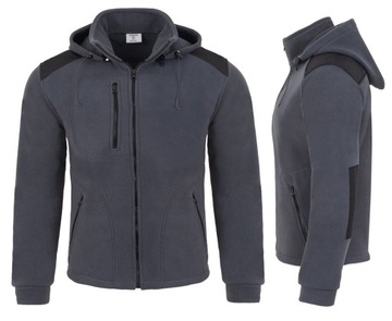 Bluza kurtka polarowa. POLAR FLRA 340 PREMIUM z kapturem HOOD grafitowy M