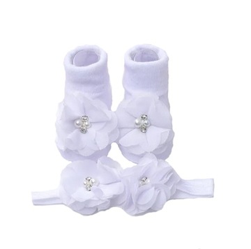 SKARPETKI JAK BUCIKI BUTY 8 9 cm r. 16 OPASKA kwiatki perełki