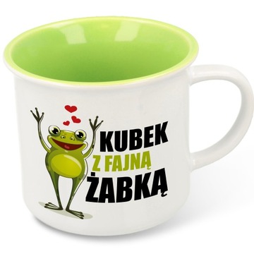KUBEK RETRO Porcelanowy ŻABA Prezent Wzory +GRATIS