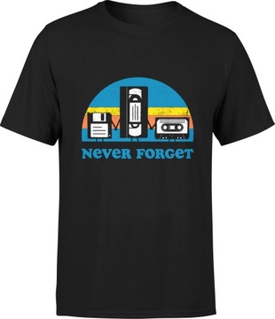 KOSZULKA Z NADRUKIEM ŚMIESZNA NEVER FORGET VHS R S MĘSKA T-SHIRT MĘSKI