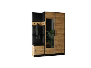 Шкаф BILL 2PLUS 4D, сиденье, мягкие панели, зеркальный шкаф