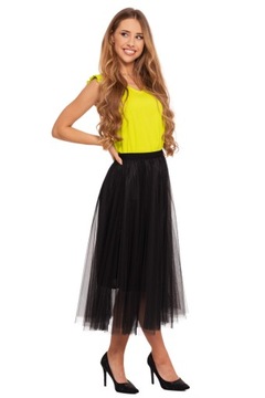 CZARNA SPÓDNICA TIULOWA DAMSKA BEZ WZORU ZWIEWNA WYGODNA TIUL MORAJ L/XL