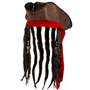 KAPELUSZ CZAPKA PIRACKA Z DREDAMI PIRAT JACK SPARROW