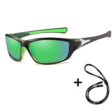 Okulary przeciwsłoneczne sportowe UV400 unisex Zielone Ramki
