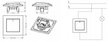WESA LC-03 ОДИНОЧНЫЙ ВЫКЛЮЧАТЕЛЬ С ПОДСВЕТКОЙ