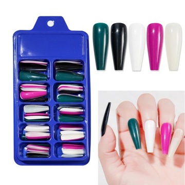100Pcs Matte Black Press on Nails,Solid Color Press On Acrylic Nail Art