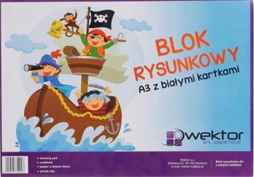 BLOK RYSUNKOWY SZKOLNY BIAŁY A3 WEKTOR 023