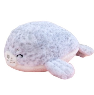 MASKOTKA PLUSZAK PRZYTULANKA FOKA FUTERKO BIAŁA SZARA 33 cm