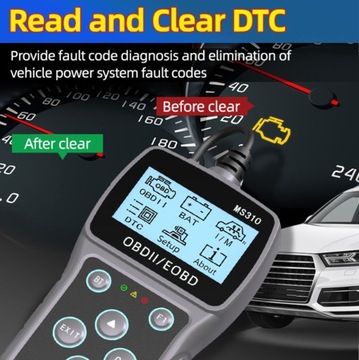 Car OBDII EOBD Diagnostic Scanner MS310 - BT, 10 Mode, Multilingual