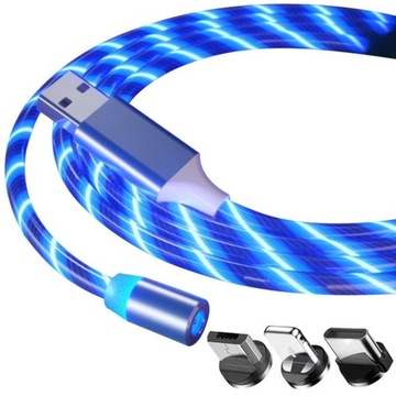 МАГНИТНЫЙ КАБЕЛЬ 3в1 ДЛЯ IPHONE MICRO USB TYPE-C 1м