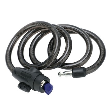 Rowerowa blokada antykradzieżowa ze spiralną stalową linką. Blokada