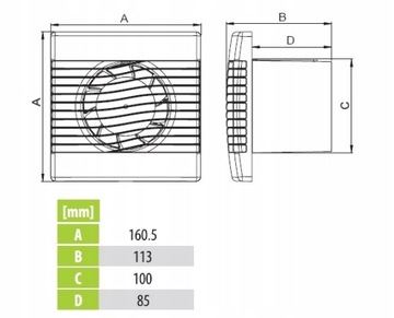 ДОМАШНИЙ ВАННЫЙ ВЕНТИЛЯТОР FI100 STANDARD тихий
