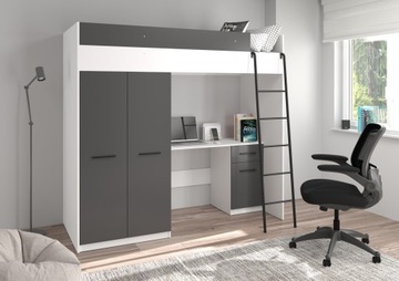 Hi5 UNI белый/графитовый двухъярусная кровать