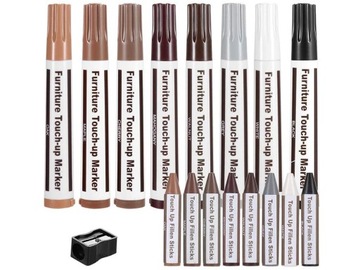 DUŻY ZESTAW NAPRAWCZY DO NAPRAWY MEBLI PANELI DREWNA MARKERY WOSKI PISAKI