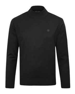 Sweter PÓŁGOLF męski elegancki gładki CZARNY L