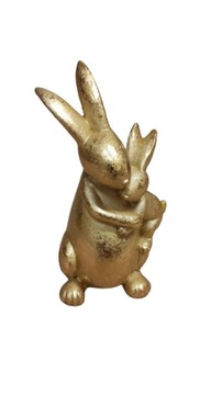 Figurka złota dwa zające 7x12,5cm ozdoba wielkanoc