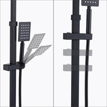 ZESTAW PRYSZNICOWY TERMOSTAT STALOWY BATERIA DESZCZOWNICA 30X30CM CZARNY