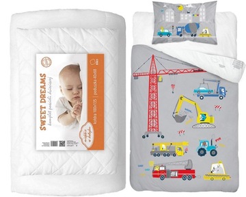 Komplet 4 elementy do łóżeczka 100x135 do przedszkola żłobka koparka