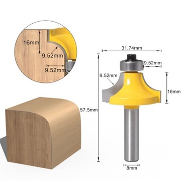 5шт. Фреза с поверхностью хвостовика 8 мм.