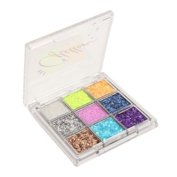 Палитра теней с блестками 9 цветов.