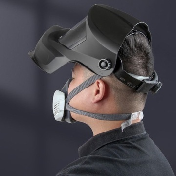 Przyłbica spawalnicza samościemniająca, odporna na wysokie temperatury,