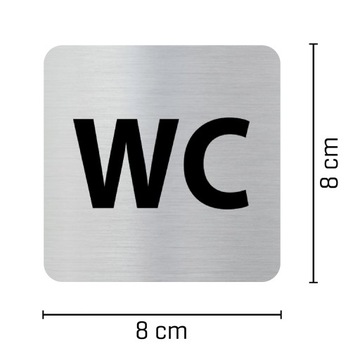 Oznakowanie toalety NAPIS WC srebrny